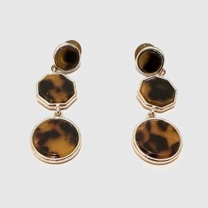 Monet Faceted Faux Tortoise Shell and Gold Drop Earrings